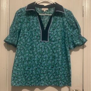 Entro Blue and Green Floral Blouse